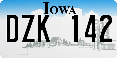 IA license plate DZK142