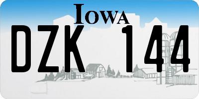 IA license plate DZK144