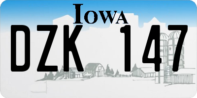 IA license plate DZK147