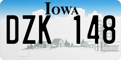 IA license plate DZK148