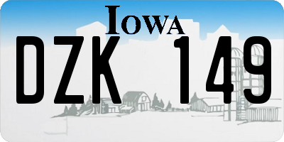 IA license plate DZK149