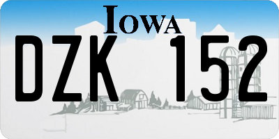 IA license plate DZK152