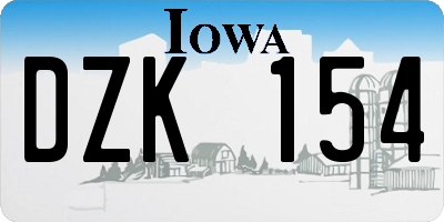 IA license plate DZK154