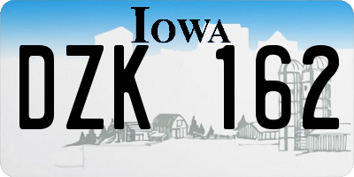 IA license plate DZK162