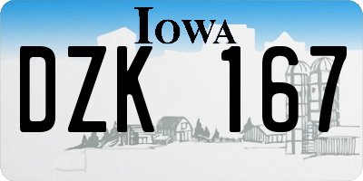 IA license plate DZK167