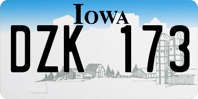 IA license plate DZK173