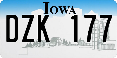 IA license plate DZK177