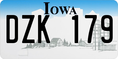 IA license plate DZK179