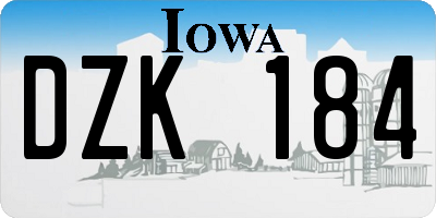 IA license plate DZK184