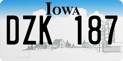 IA license plate DZK187