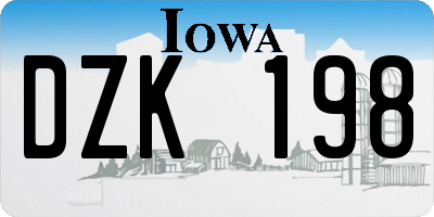 IA license plate DZK198