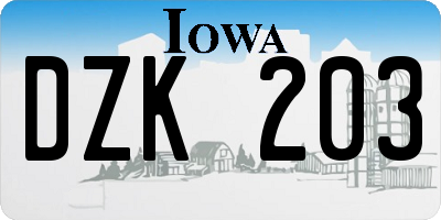 IA license plate DZK203