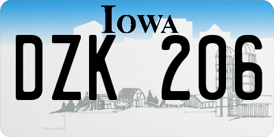 IA license plate DZK206