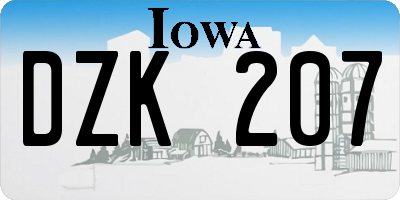 IA license plate DZK207