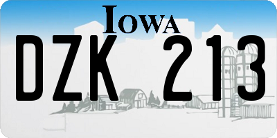 IA license plate DZK213