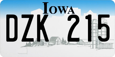 IA license plate DZK215