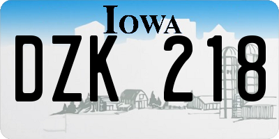 IA license plate DZK218