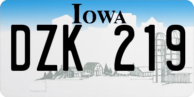 IA license plate DZK219