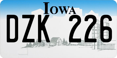 IA license plate DZK226