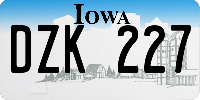 IA license plate DZK227