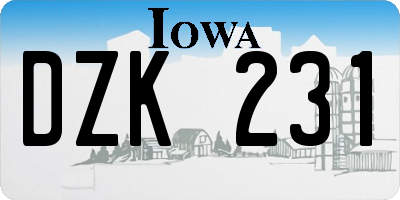 IA license plate DZK231