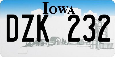 IA license plate DZK232