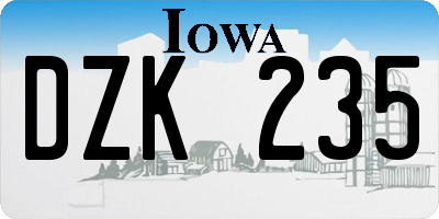 IA license plate DZK235
