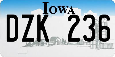 IA license plate DZK236