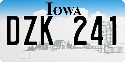 IA license plate DZK241