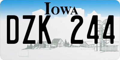 IA license plate DZK244