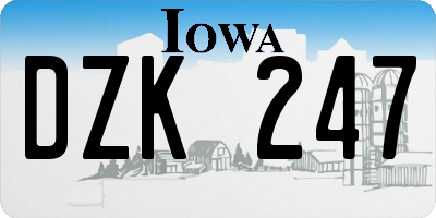 IA license plate DZK247