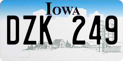 IA license plate DZK249
