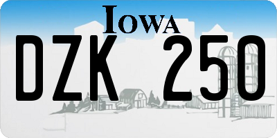 IA license plate DZK250