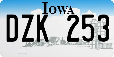 IA license plate DZK253