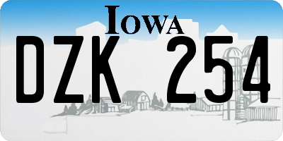 IA license plate DZK254