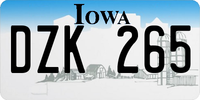 IA license plate DZK265