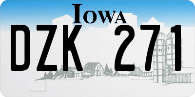 IA license plate DZK271