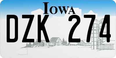 IA license plate DZK274