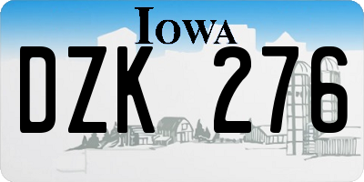 IA license plate DZK276