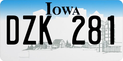 IA license plate DZK281