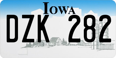 IA license plate DZK282