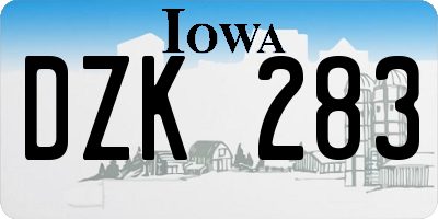 IA license plate DZK283