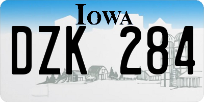 IA license plate DZK284