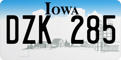 IA license plate DZK285