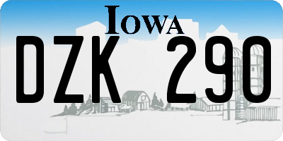 IA license plate DZK290