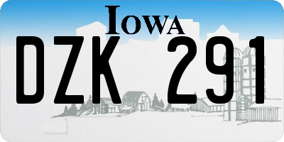 IA license plate DZK291