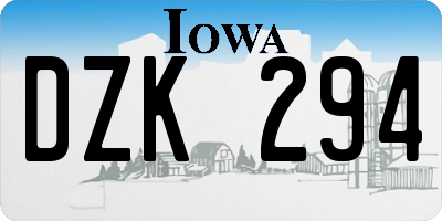 IA license plate DZK294
