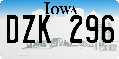 IA license plate DZK296