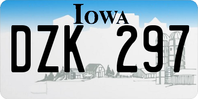 IA license plate DZK297