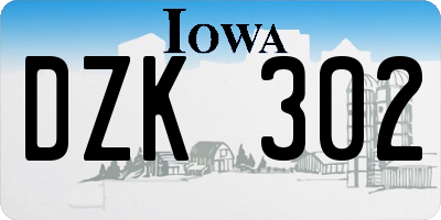 IA license plate DZK302